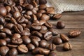 Coffee beans. Closeup. Copy space.