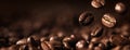 Coffee Beans Closeup On Dark Background