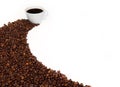 Coffee beans and coffee cup