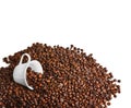 Coffee beans and coffee cup Royalty Free Stock Photo