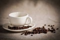 COFFEE BEANS AND COFFEE CUP Royalty Free Stock Photo