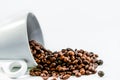 Coffee beans and coffee cup