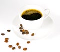 Coffee beans and coffee cup Royalty Free Stock Photo