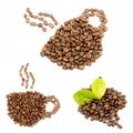 Coffee Beans collage isolated on white bacground Royalty Free Stock Photo