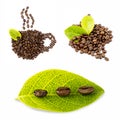 Coffee Beans collage isolated on white bacground Royalty Free Stock Photo