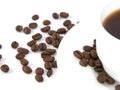 Coffee beans and cup Royalty Free Stock Photo