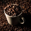 Coffee Beans in White Ceramic Mug