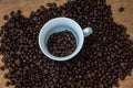 Coffee beans in a cup,cup of coffee with beans Royalty Free Stock Photo