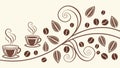 Coffee Beans & Cups Pattern Vector, Cafe Decor, vector design Generative AI Royalty Free Stock Photo