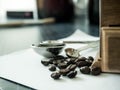 Coffee beans and Diff coffee grinder Royalty Free Stock Photo