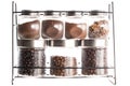 coffee beans in different jars Royalty Free Stock Photo