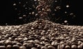 Coffee beans falling into the air. 3d illustration. Royalty Free Stock Photo