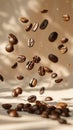 Coffee Beans Falling in the Air Royalty Free Stock Photo