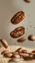 Coffee Beans Falling Into a Pile Royalty Free Stock Photo