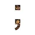 Coffee beans font. Punctuation marks dot and comma cut out of paper on the background of roasted beans of excellent coffee. Set of Royalty Free Stock Photo