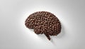 Coffee Beans Forming a Human Brain Ã¢â¬' Caffeine Effects on Brain Function, Energy and AlertnessAI Generated Royalty Free Stock Photo