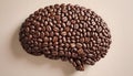 Coffee Beans Forming a Human Brain Ã¢â¬' Caffeine Effects on Brain Function, Energy and AlertnessAI Generated Royalty Free Stock Photo