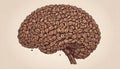 Coffee Beans Forming a Human Brain Ã¢â¬' Caffeine Effects on Brain Function, Energy and AlertnessAI Generated Royalty Free Stock Photo
