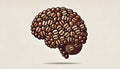 Coffee Beans Forming a Human Brain Ã¢â¬' Caffeine Effects on Brain Function, Energy and AlertnessAI Generated Royalty Free Stock Photo