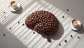 Coffee Beans Forming a Human Brain Ã¢â¬' Caffeine Effects on Brain Function, Energy and AlertnessAI Generated Royalty Free Stock Photo