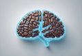 Coffee Beans Forming a Human Brain Ã¢â¬' Caffeine Effects on Brain Function, Energy and AlertnessAI Generated Royalty Free Stock Photo