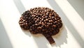 Coffee Beans Forming a Human Brain Ã¢â¬' Caffeine Effects on Brain Function, Energy and AlertnessAI Generated Royalty Free Stock Photo