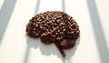 Coffee Beans Forming a Human Brain Ã¢â¬' Caffeine Effects on Brain Function, Energy and AlertnessAI Generated Royalty Free Stock Photo