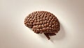 Coffee Beans Forming a Human Brain Ã¢â¬' Caffeine Effects on Brain Function, Energy and AlertnessAI Generated Royalty Free Stock Photo