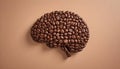 Coffee Beans Forming a Human Brain Ã¢â¬' Caffeine Effects on Brain Function, Energy and AlertnessAI Generated Royalty Free Stock Photo