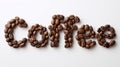 Roasted coffee beans creating the word coffee Royalty Free Stock Photo