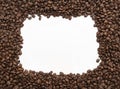 Coffee beans frame against white background Royalty Free Stock Photo