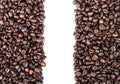 Coffee beans frame from the dark roasted in the white background Royalty Free Stock Photo