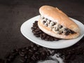 Coffee beans with french bread Royalty Free Stock Photo