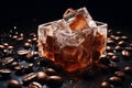Coffee beans frozen in an ice block background Royalty Free Stock Photo