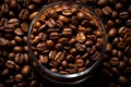 coffee beans in a glass jar on a black background Royalty Free Stock Photo