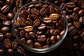 coffee beans in a glass jar on a black background Royalty Free Stock Photo