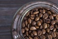 Coffee beans in a glass jar Royalty Free Stock Photo