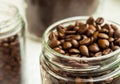 coffee beans in a glass jar