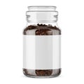 Coffee Beans Glass Jar Mockup. 3D Rendering on Isolated Background Royalty Free Stock Photo