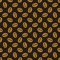 Coffee beans gold seamless pattern. Abstract hand painted golden background. Stylized texture in vintage style.