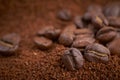 Coffee beans and granules background