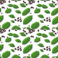 coffee beans with green leave white background. seamless pattern. coffee nuts Illustration style