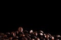 Coffee beans group isolated on blabk background