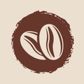 Coffee beans on grunge blot vector icon illustration