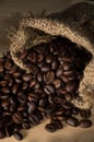 Coffee beans in gunny sack