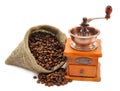 Coffee beans and hand grinder Royalty Free Stock Photo