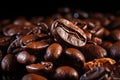 Coffee beans heap on black