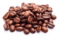 Coffee beans heap on white