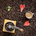 Coffee beans and heart shape Royalty Free Stock Photo