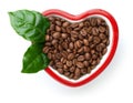 Coffee Beans In Heart Shaped Bowl Isolated Royalty Free Stock Photo